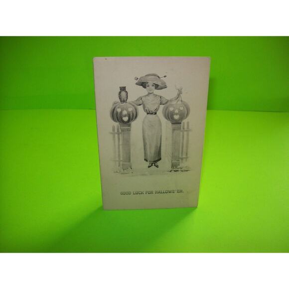 Halloween Postcard Gottschalk Victorian Woman JOL Original Dreyfuss 2662 Unused - Picture 4 of 7